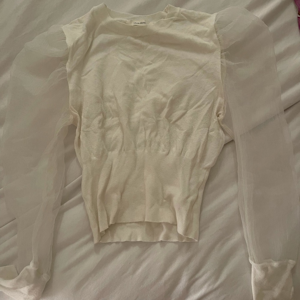 White Flowy sleeve blouse size L